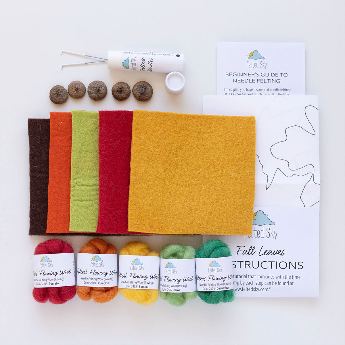 Felted Sky Sculpting With Wool Needle Felting Kits - Fall Leaves & Acorns - Extra Image