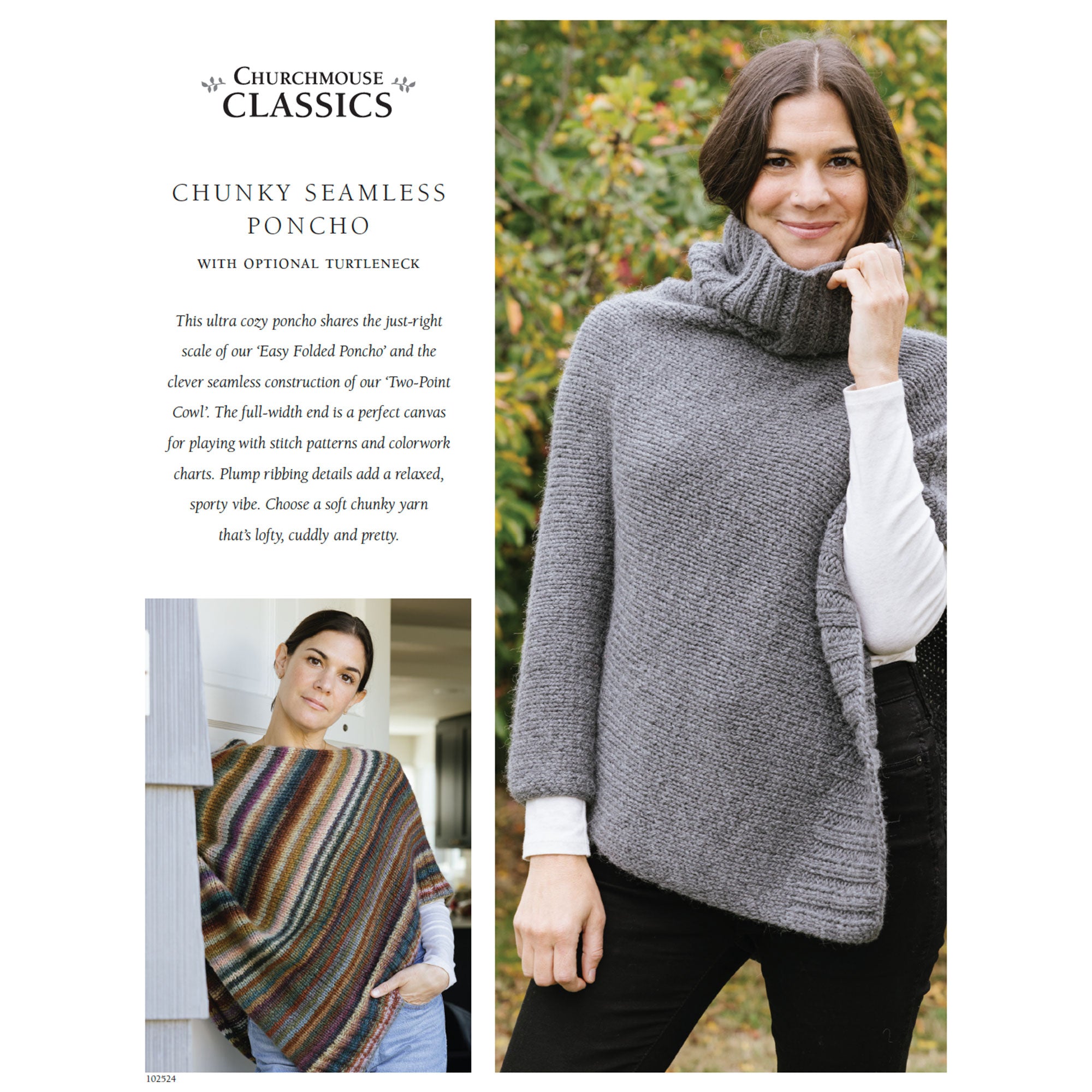 Churchmouse Classics Patterns - Chunky Seamless Poncho - Zoom Image