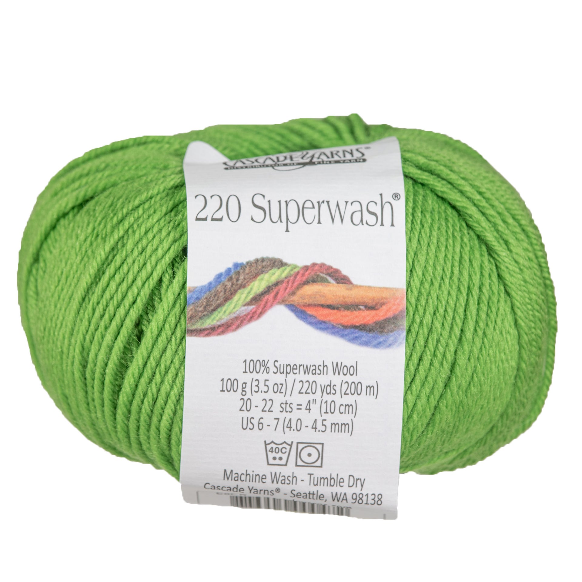 Cascade Yarns 220 Superwash Yarn - 0802 Green Apple - Zoom Image
