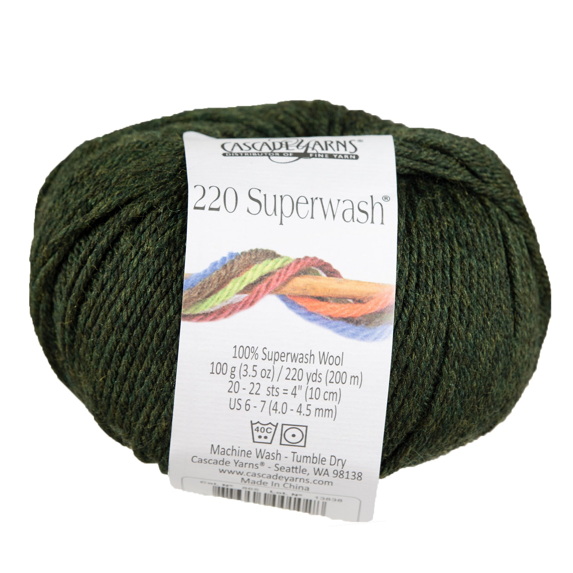 Cascade Yarns 220 Superwash Yarn - 0865 Olive Heather - Zoom Image
