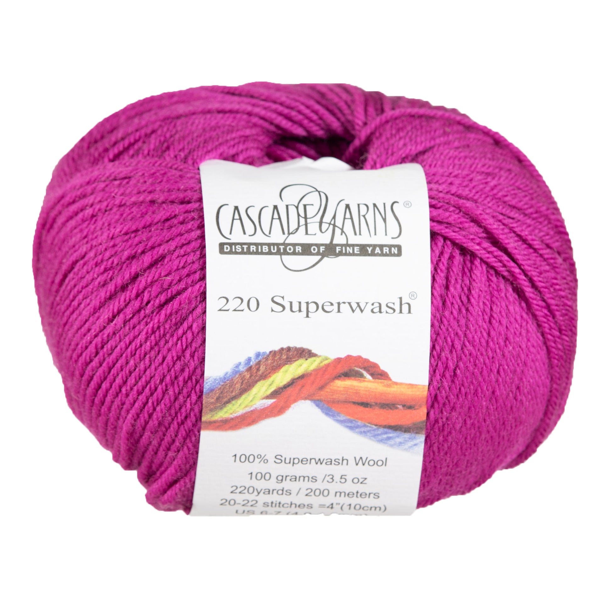 Cascade Yarns 220 Superwash Yarn - 0807 Raspberry - Zoom Image
