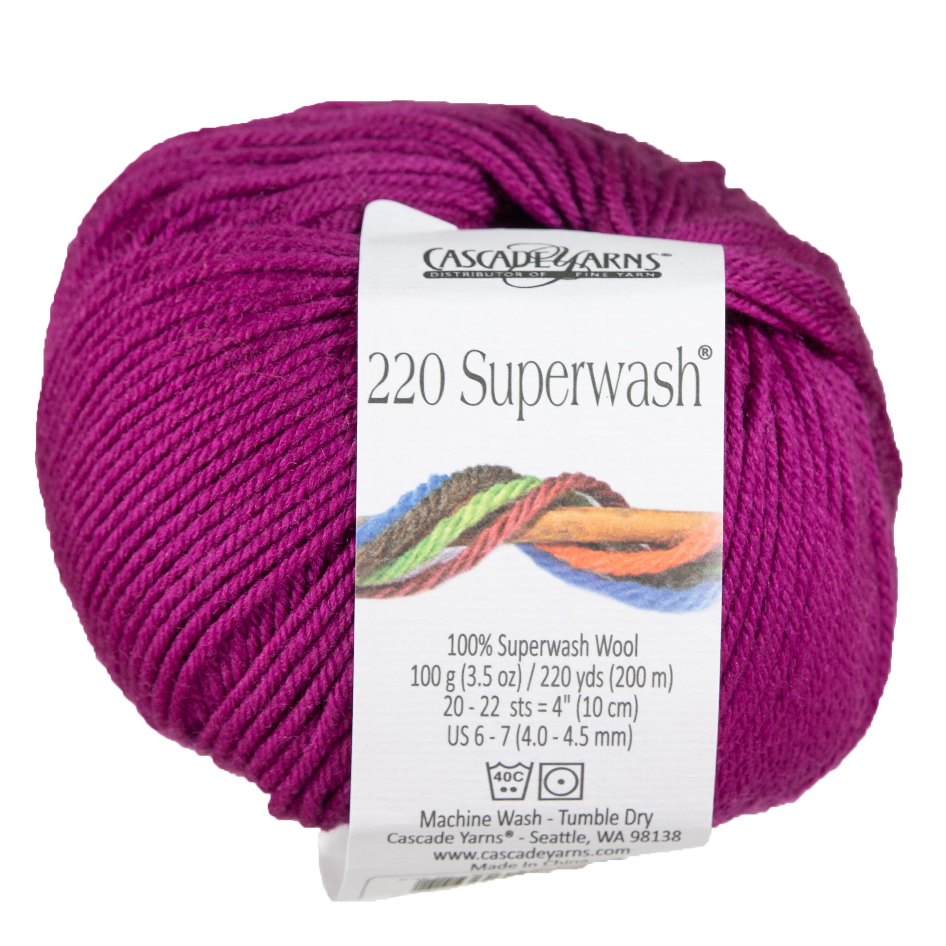 Cascade Yarns 220 Superwash Yarn - 0908 Magenta - Zoom Image
