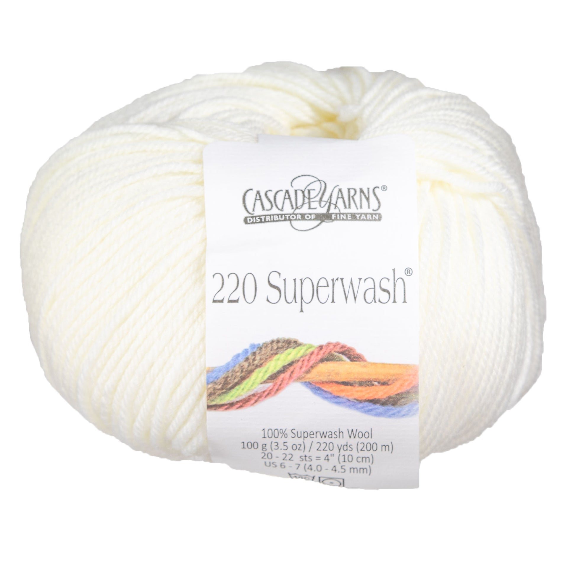 Cascade Yarns 220 Superwash Yarn - 0871 White - Zoom Image
