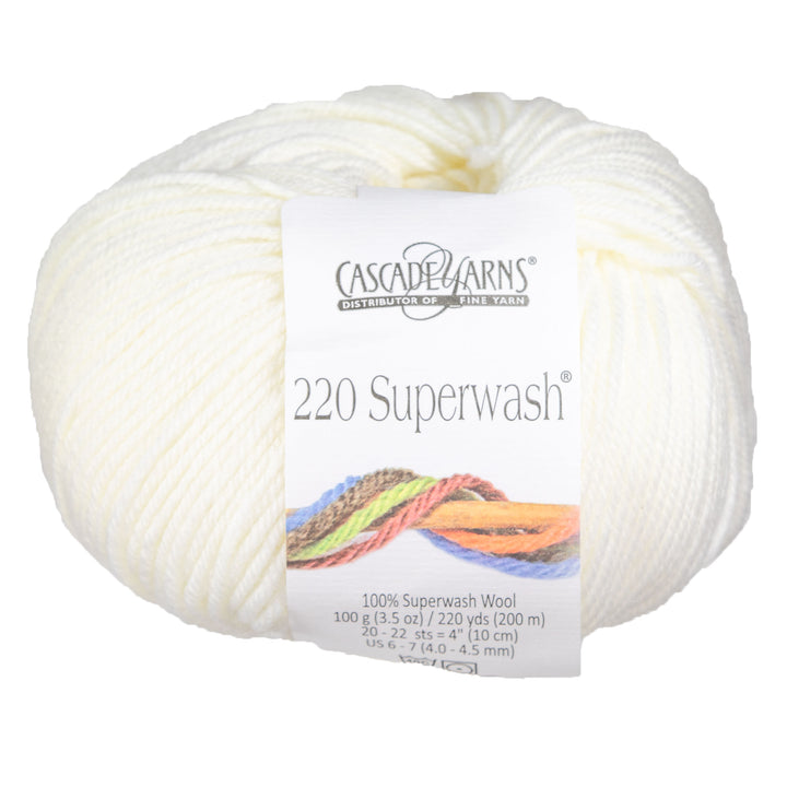 Cascade Yarns 220 Superwash Yarn - 0871 White - Zoom Image