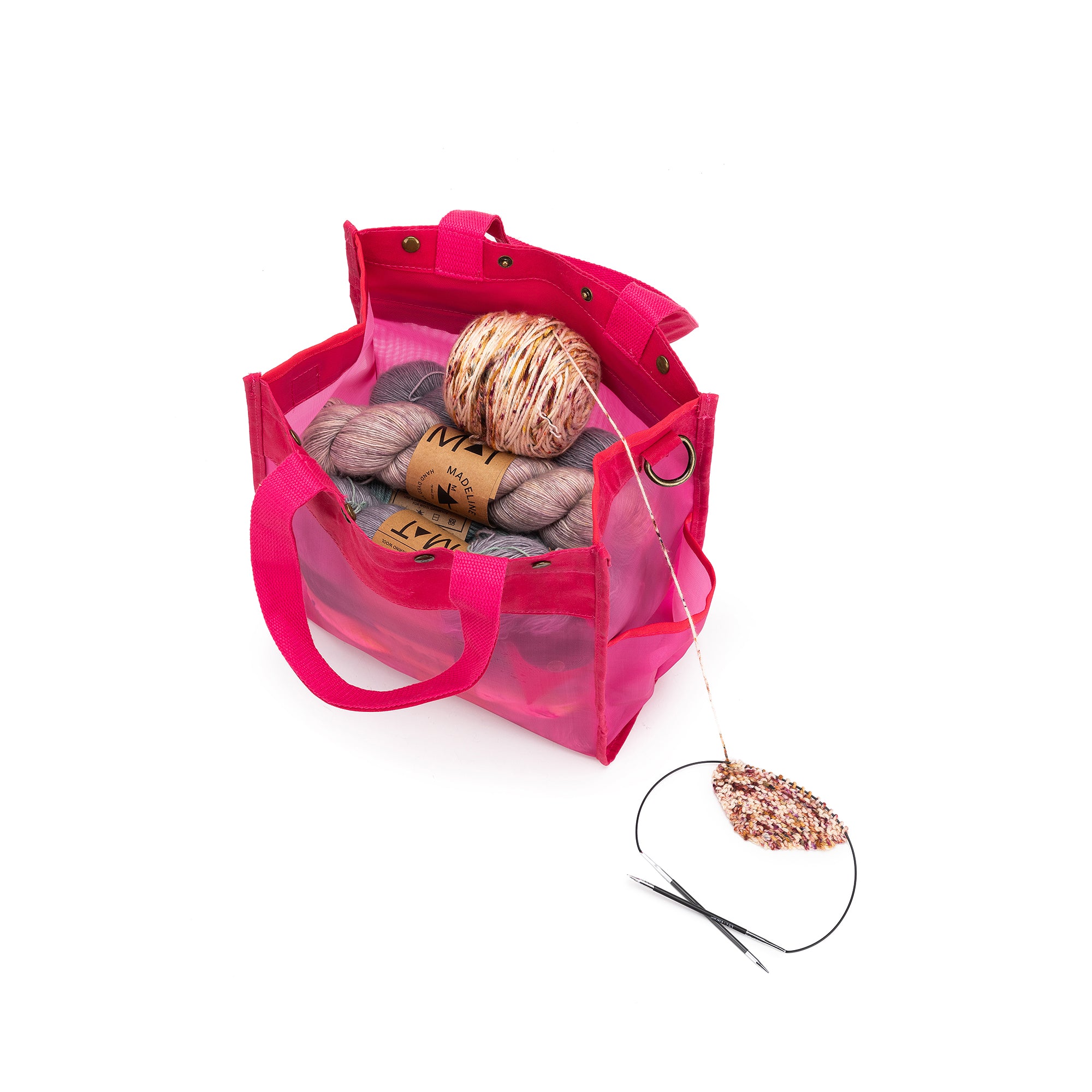della Q Maker's Tall Mesh Tote - Vivid Rose | Jimmybeanswool.com