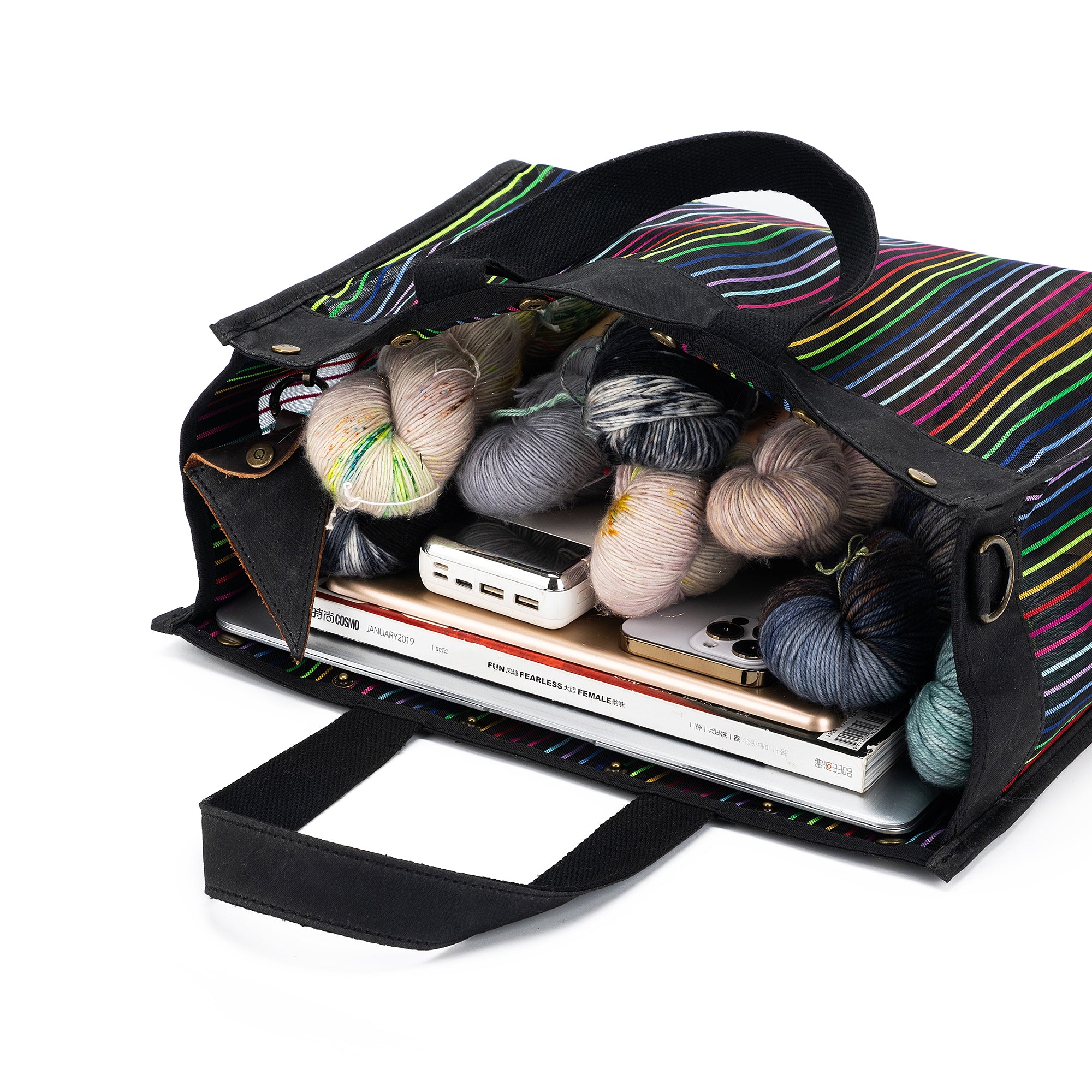Rainbow Mesh Tote - Black