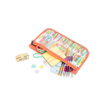 della Q Chicken Boots Notions Case - *Linen - Library - Coral