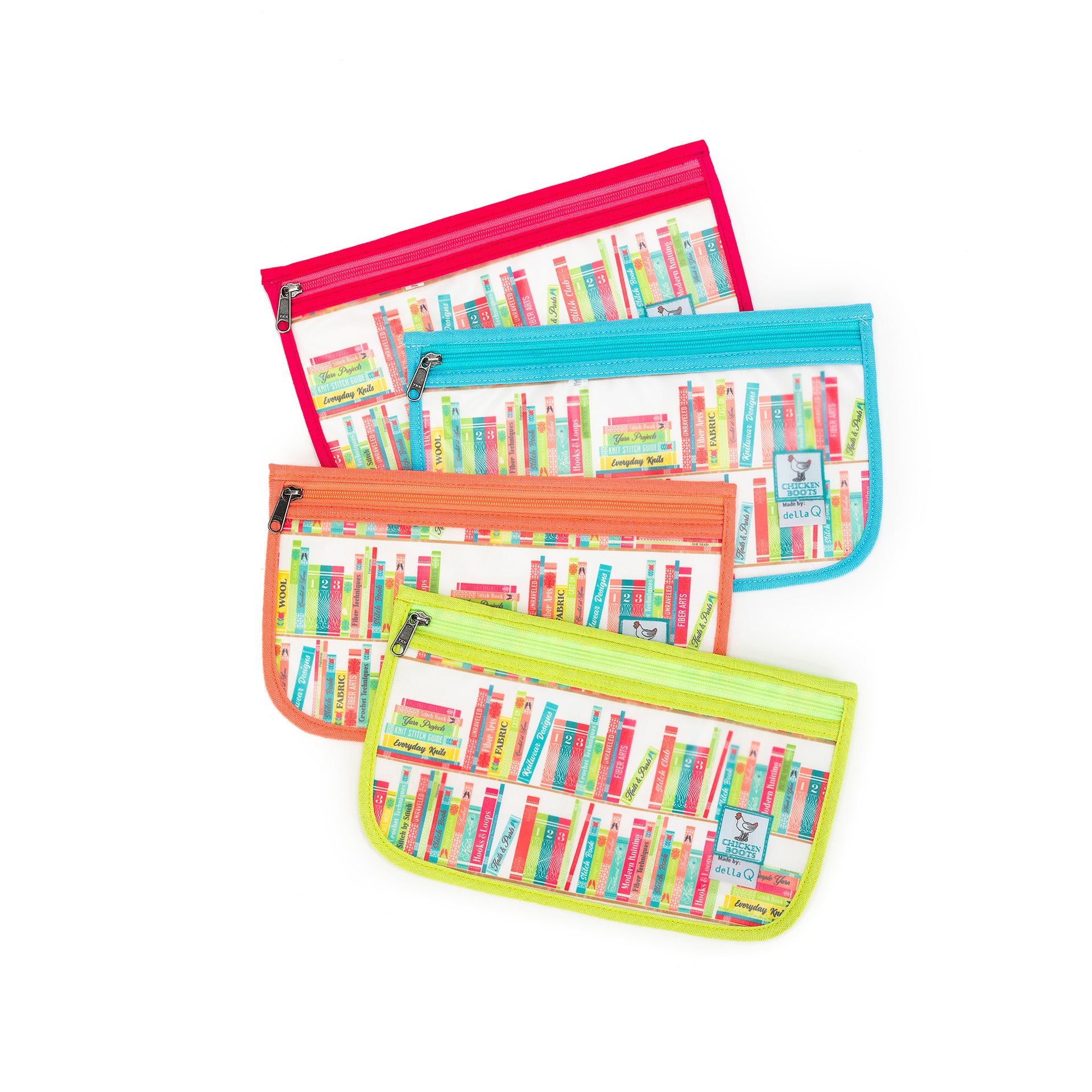 della Q Chicken Boots Notions Case - *Linen - Library - Fuchsia
