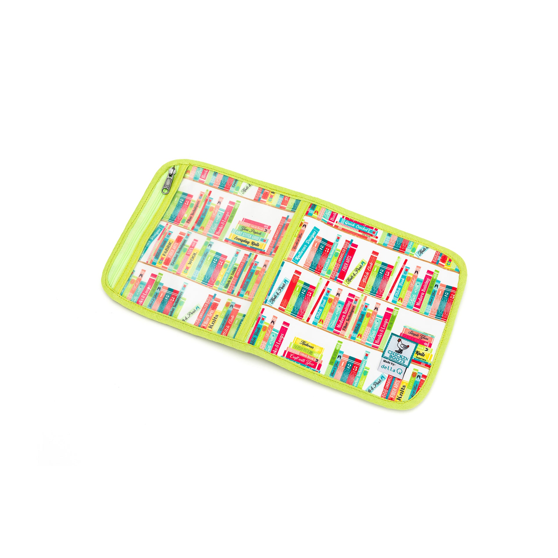 della Q Chicken Boots Interchangeable Needle Case - *Linen - Library - Lime
