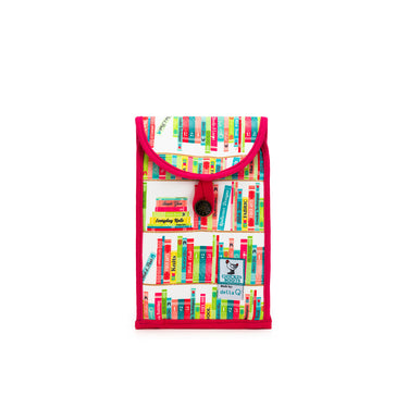 della Q Chicken Boots Accordion Circular Needle Pouch - *Linen - Library - Fuchsia