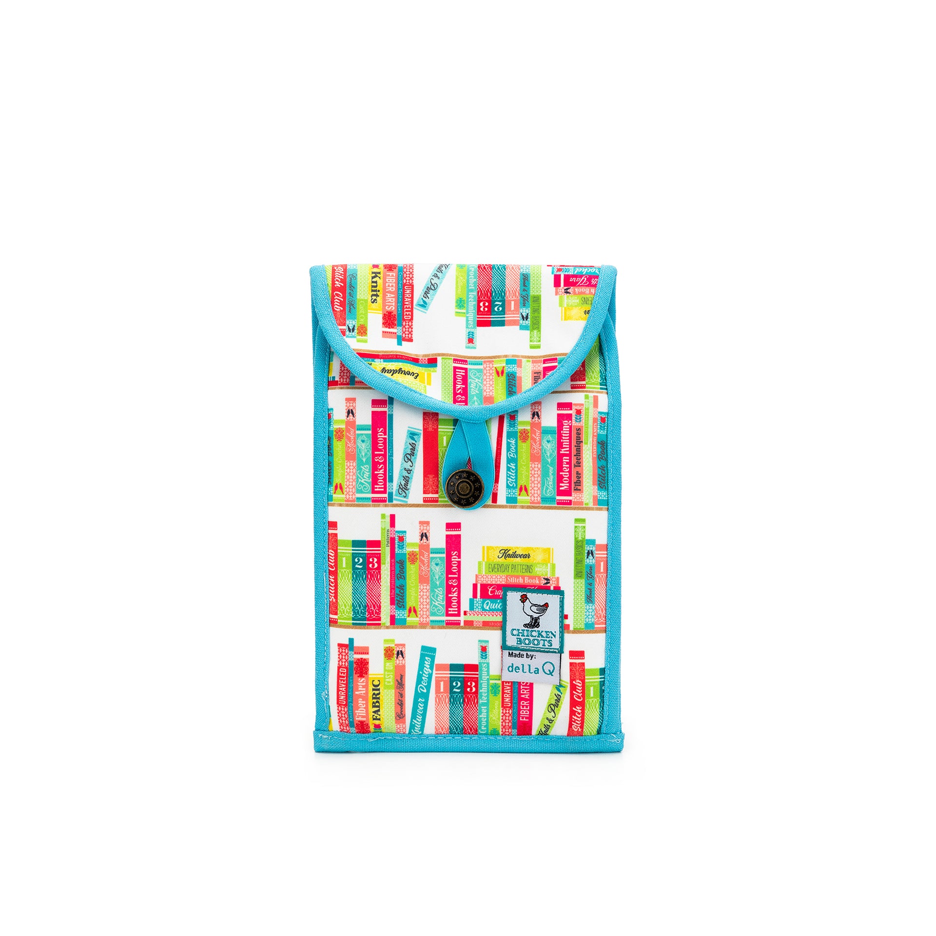 della Q Chicken Boots Accordion Circular Needle Pouch - *Linen - Library - Sky
