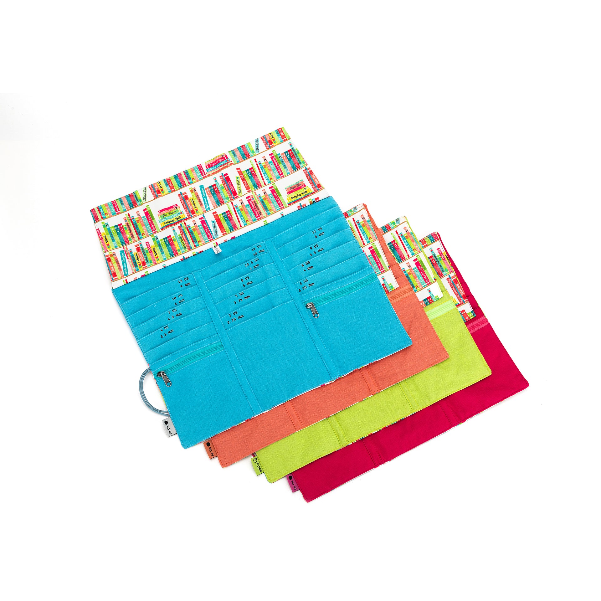 della Q Tri-Fold Circular Needle Case - 1145 - *Linen - Library - Coral
