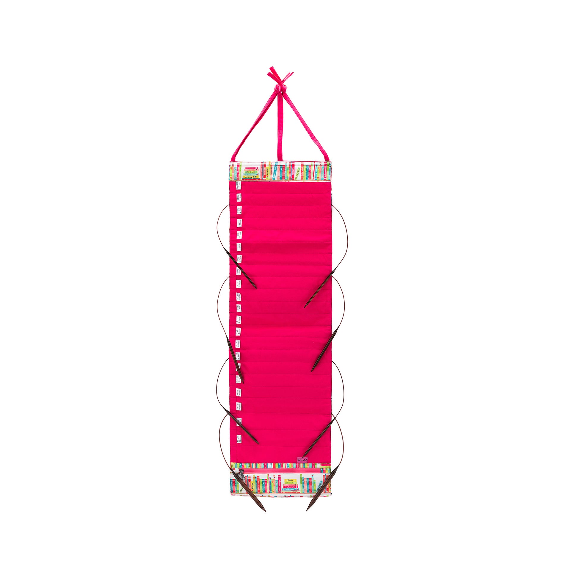 della Q Hanging Circular Needle Organizer - 142-1 - *Linen - Library - Fuchsia
