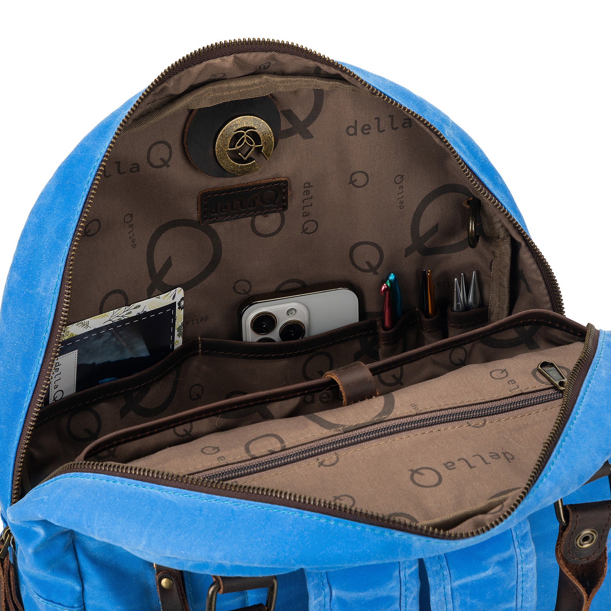 della Q Maker's Canvas Backpack - Azure Blue | Jimmybeanswool.com