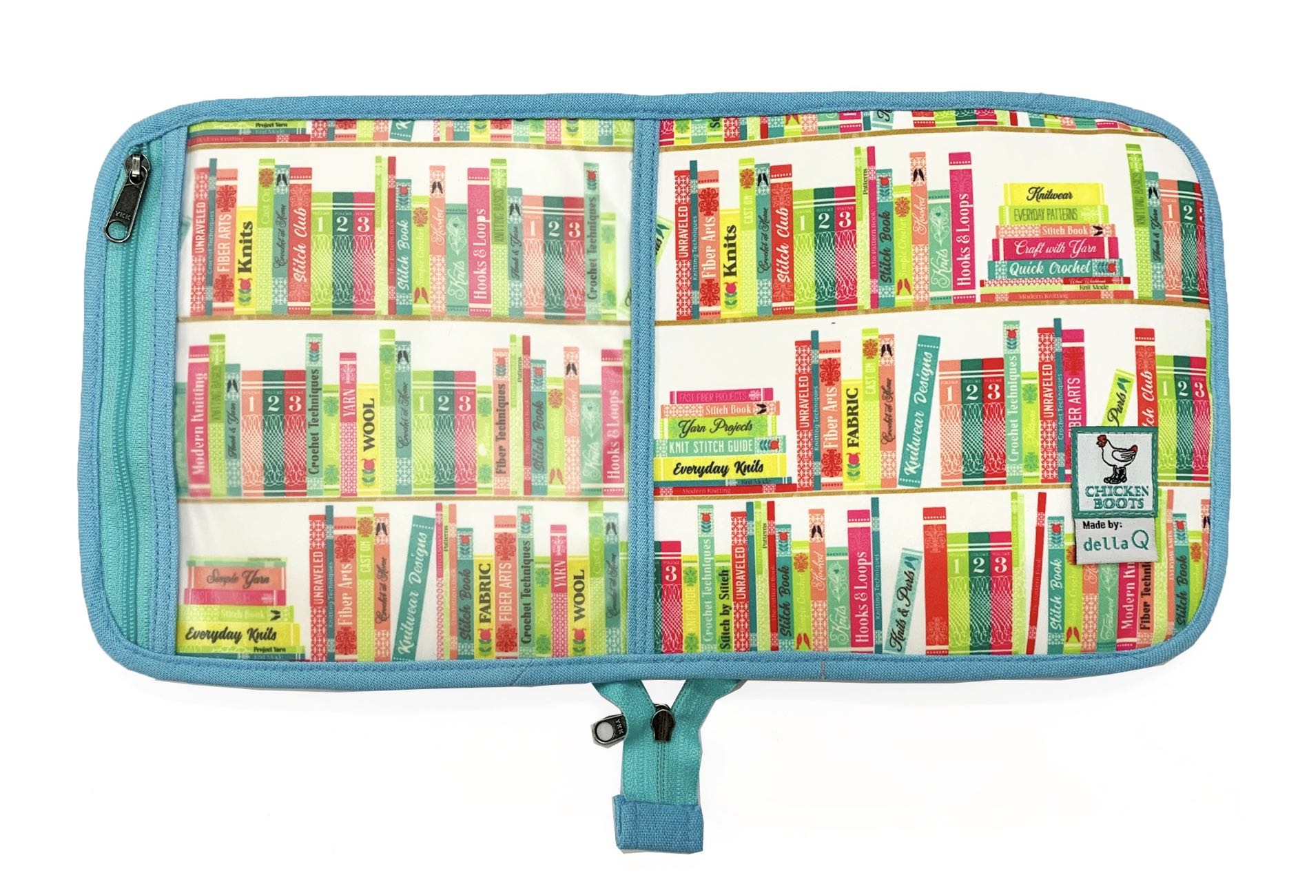 della Q Chicken Boots Interchangeable Needle Case - *Linen - Library - Sky
