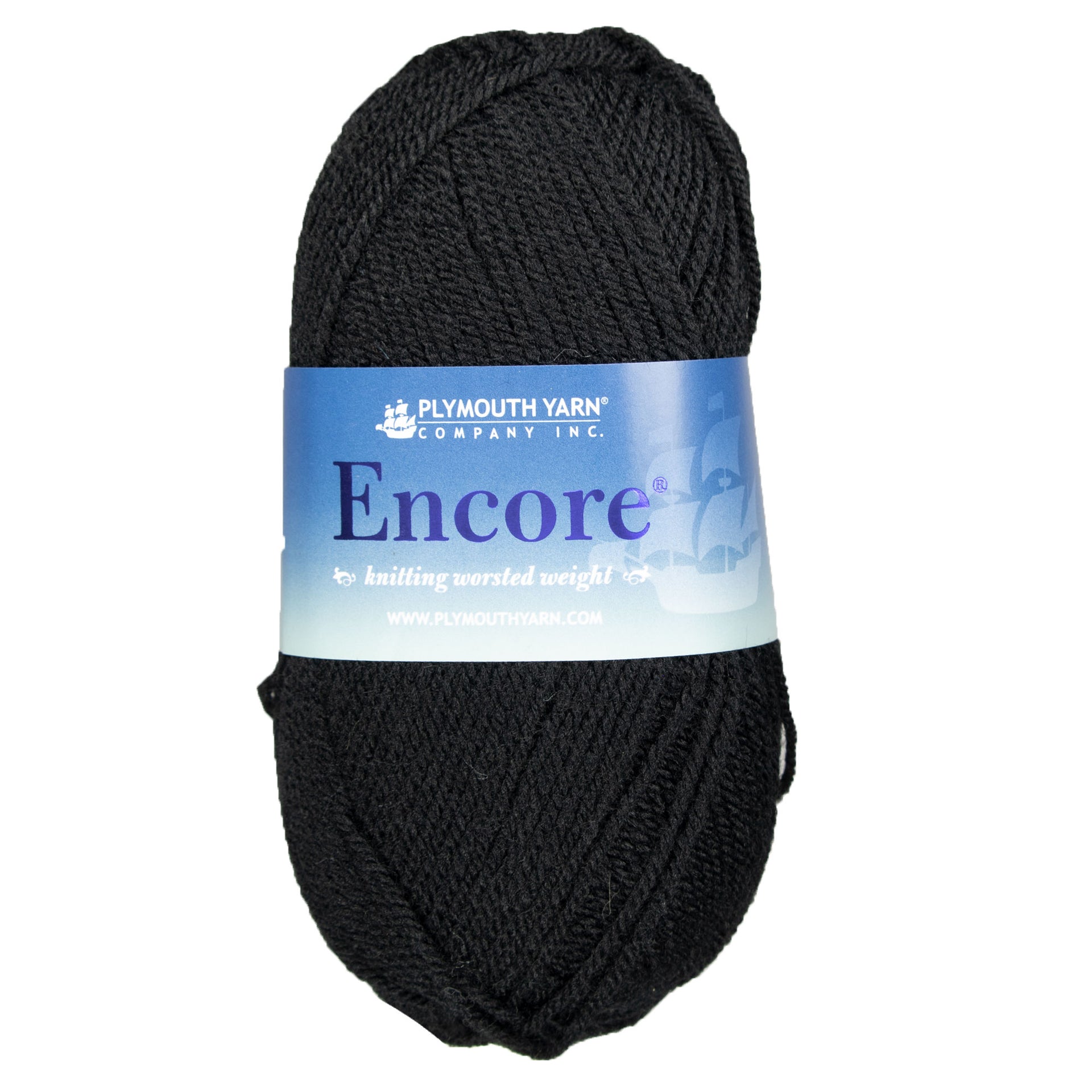 Plymouth Yarn Encore Worsted Yarn - 0217 Black - Zoom Image
