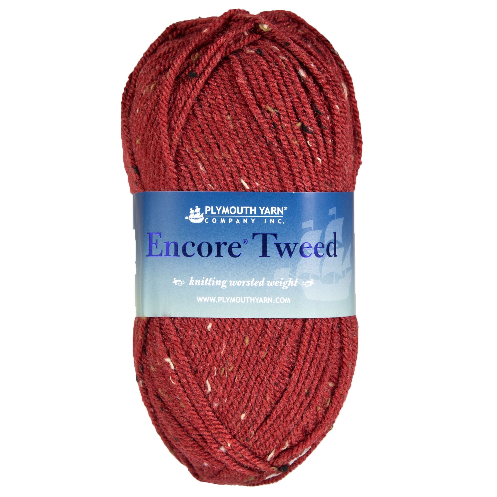 Plymouth Yarn Encore Tweed Yarn - T212 Brick - Zoom Image
