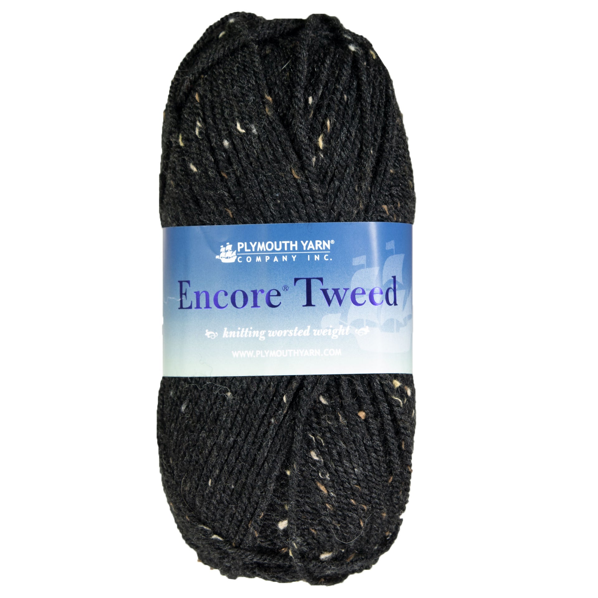 Plymouth Yarn Encore Tweed Yarn - T217 Black - Zoom Image
