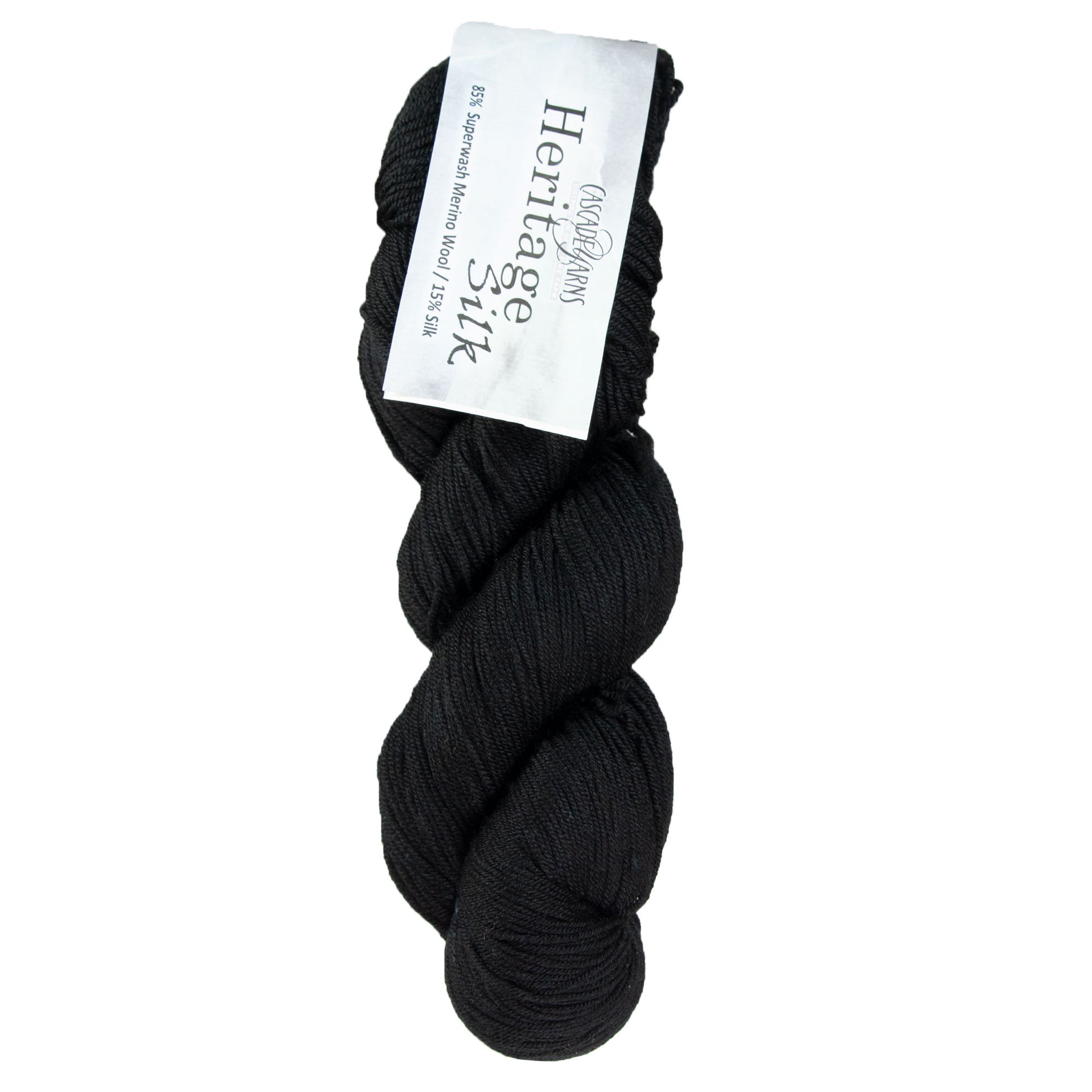 Cascade Yarns Heritage Silk Yarn - 5672 Real Black - Zoom Image
