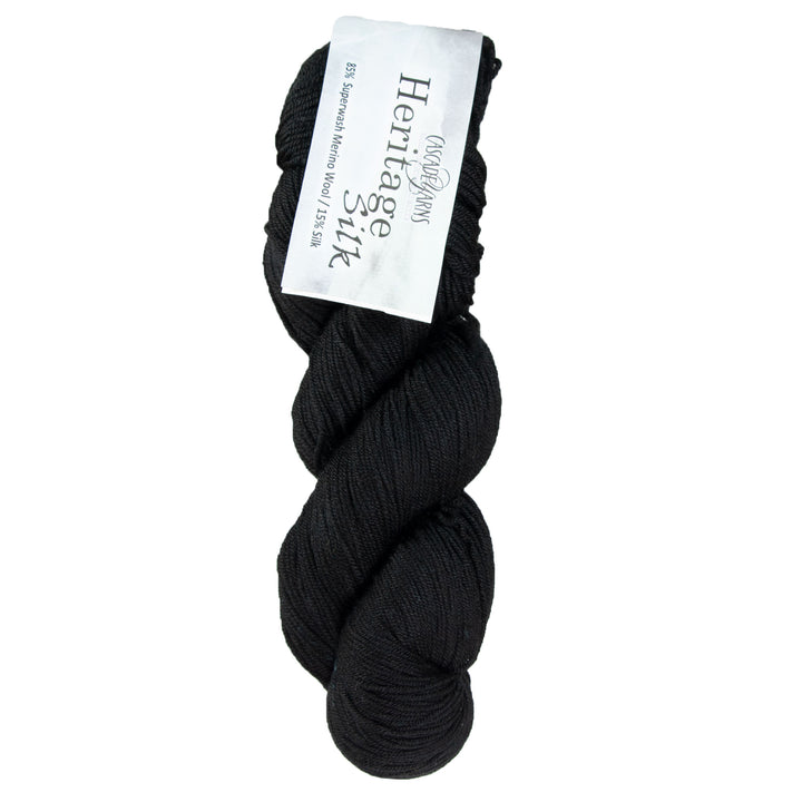 Cascade Yarns Heritage Silk Yarn - 5672 Real Black - Zoom Image