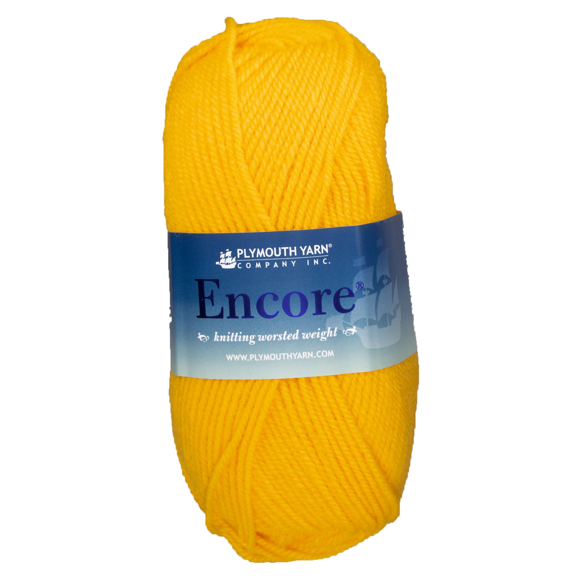 Plymouth Yarn Encore Worsted Yarn - 1382 Bright Yellow - Zoom Image

