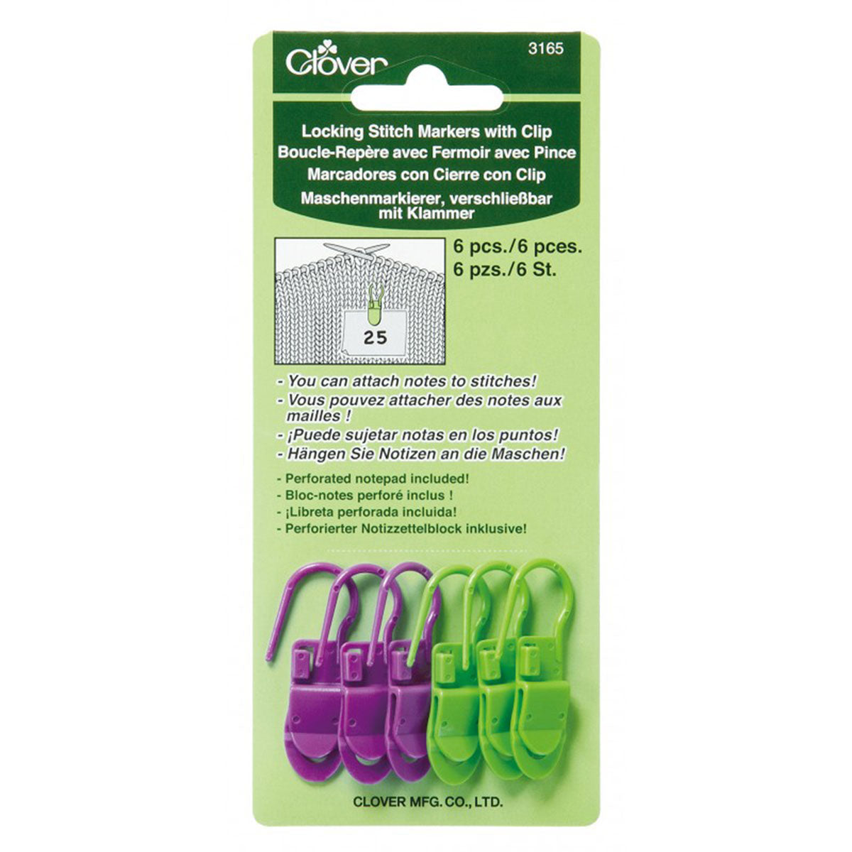 Clover Stitch Markers - Locking Stitch Markers with Clip - Extra Image

