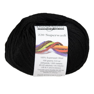 Cascade Yarns 220 Superwash Yarn - 0815 Black - Zoom Image