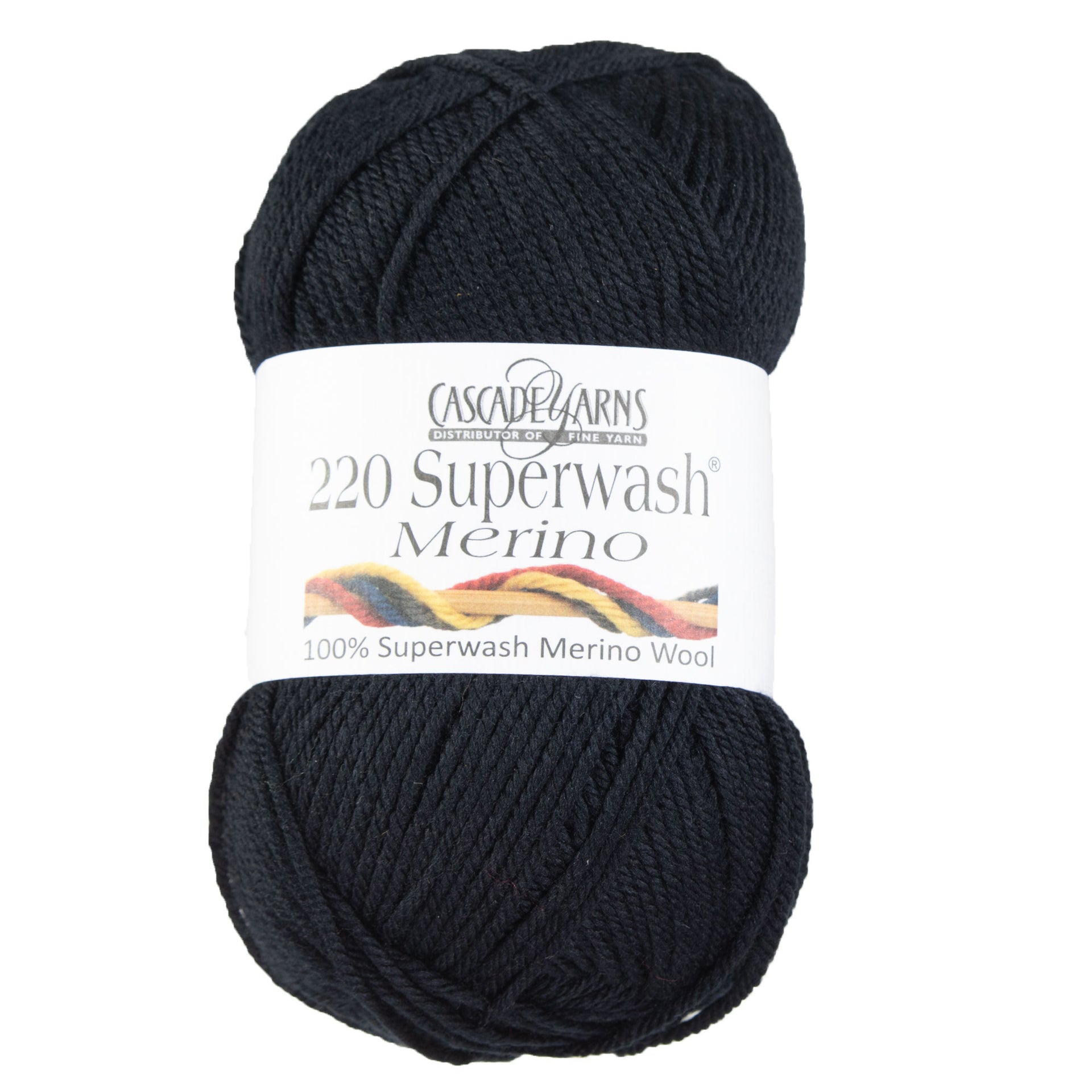 Cascade Yarns 220 Superwash Merino Yarn - 028 Black - Zoom Image
