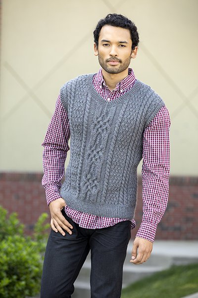 Universal Yarn Deluxe Cable Collection Patterns - Chapel Hill Vest - PDF Download - Extra Image
