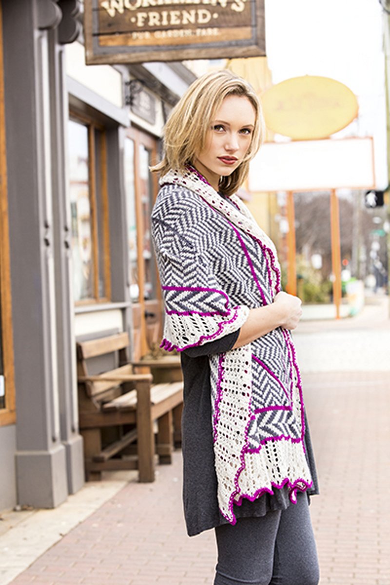 Universal Yarn Contrarian Shawls: Book 2 Patterns - Herringbone Shawl - PDF Download - Extra Image