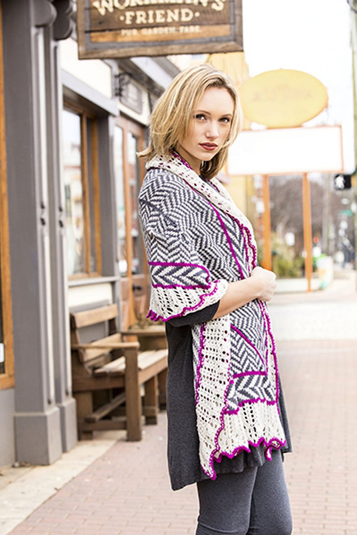 Universal Yarn Contrarian Shawls: Book 2 Patterns - Herringbone Shawl - PDF Download - Extra Image