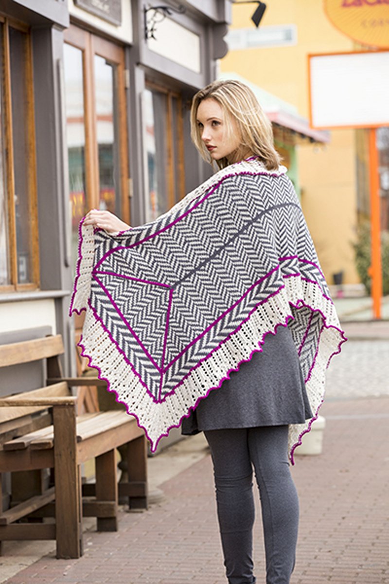 Universal Yarn Contrarian Shawls: Book 2 Patterns - Herringbone Shawl - PDF Download - Extra Image
