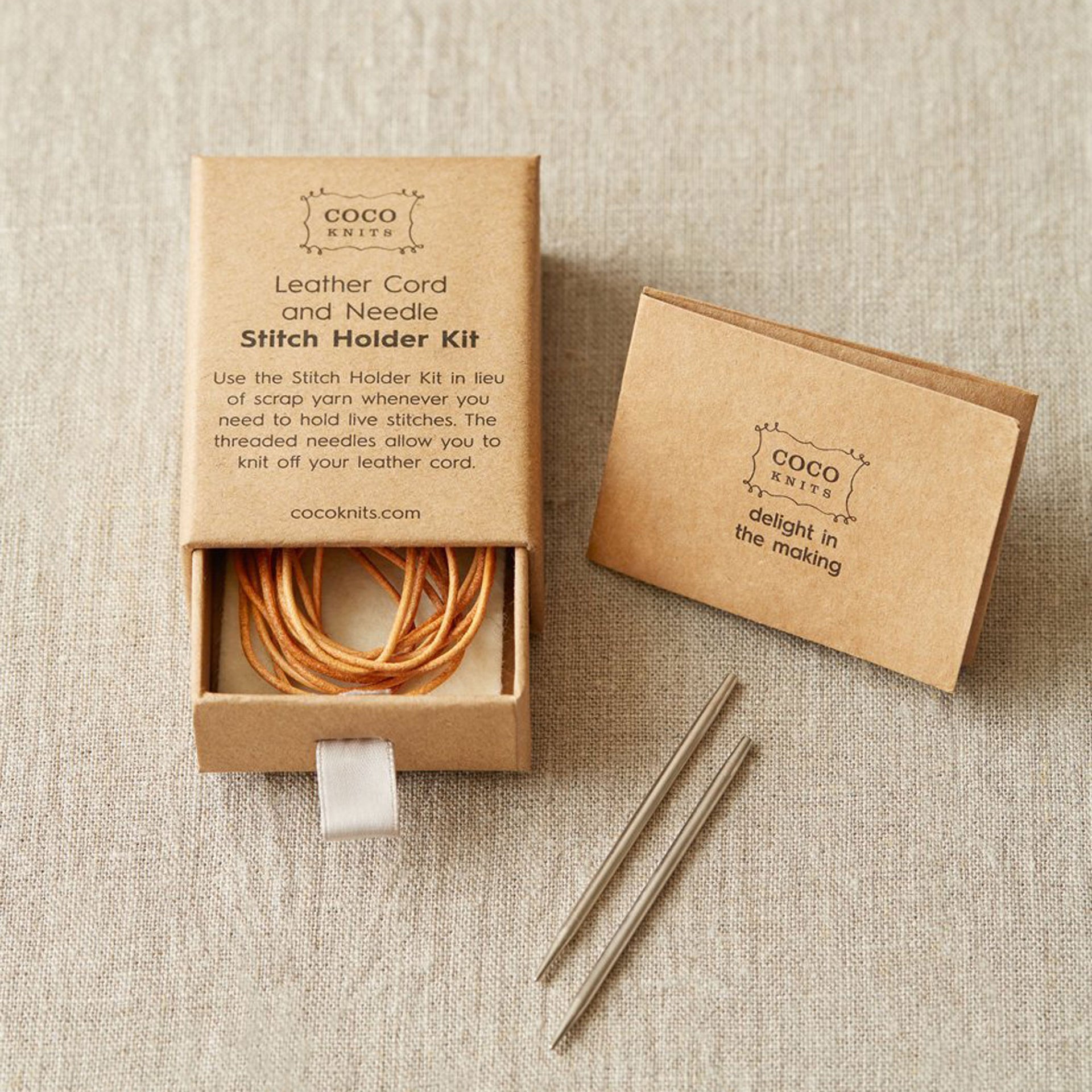 Cocoknits Stitch Holder Kit - Leather Cord and Needle - Zoom Image

