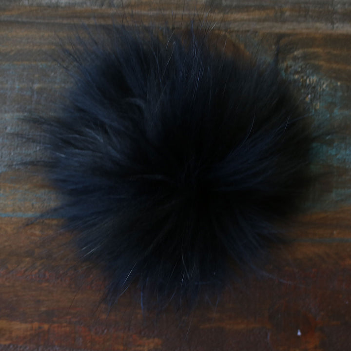 Jimmy Beans Wool Fur Pom Poms - Black - Snap (6") - Extra Image