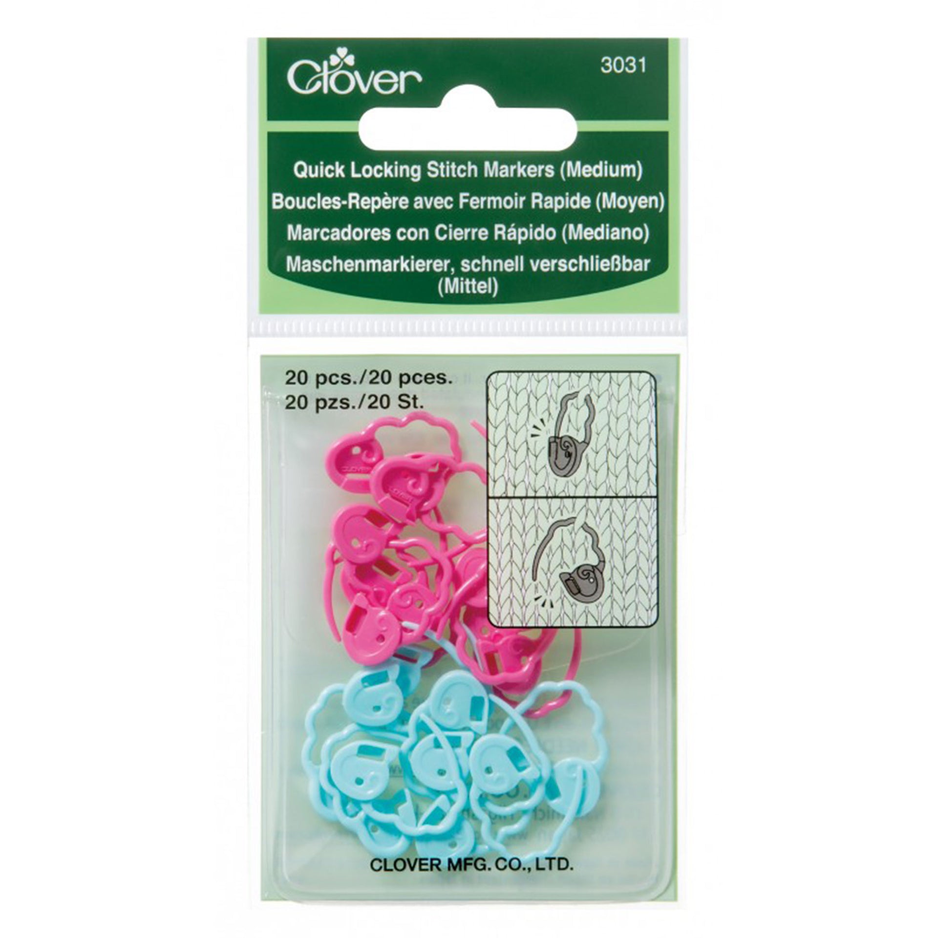 Clover Stitch Markers - Quick Locking Stitch Markers (Medium) - Zoom Image
