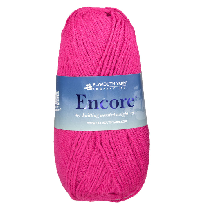 Plymouth Yarn Encore Worsted Yarn - 1385 Bright Fuschia - Zoom Image