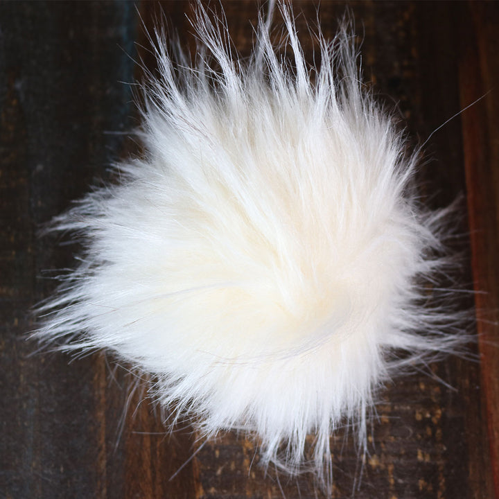 Jimmy Beans Wool Faux Fur Pom Poms - Cream - Extra Image