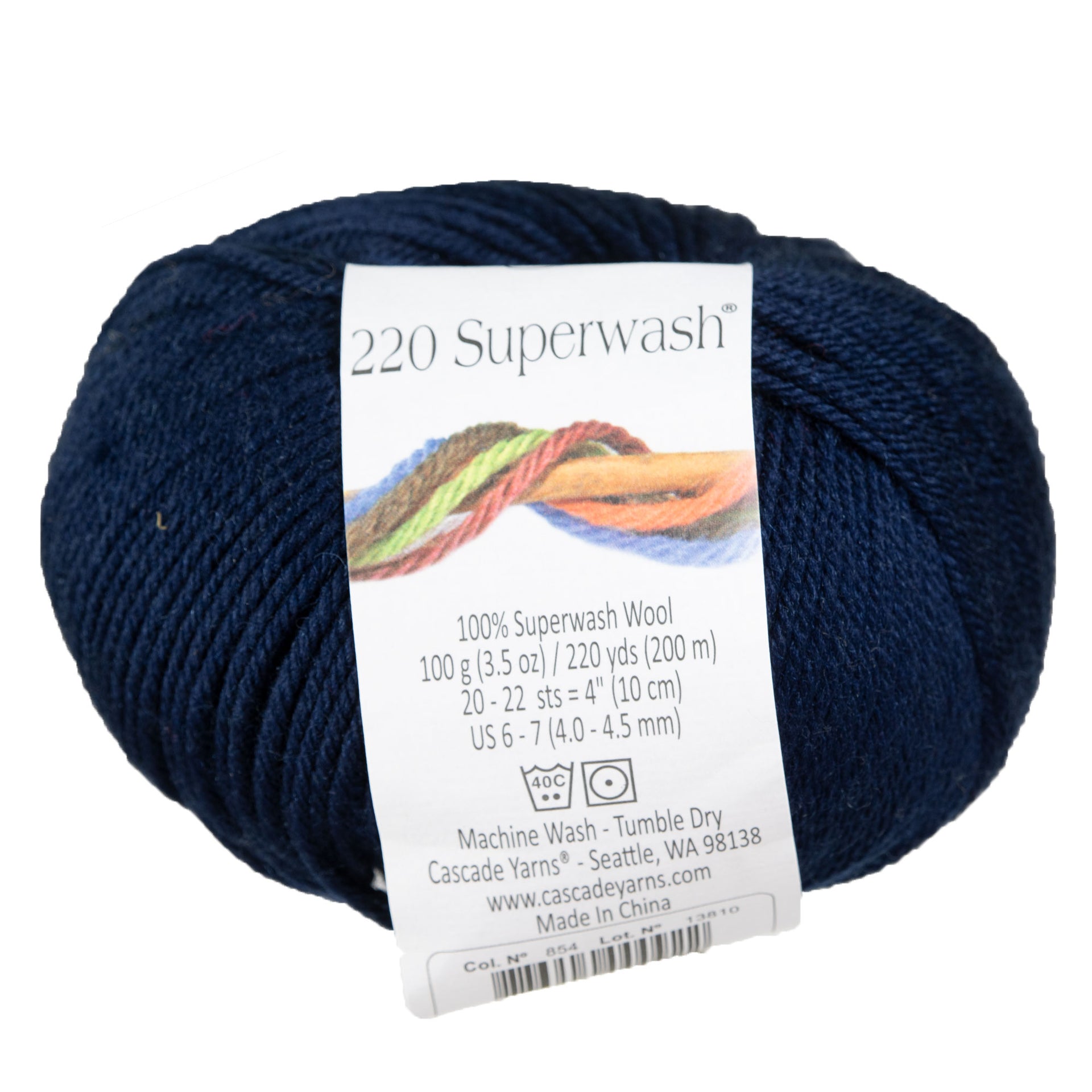 Cascade Yarns 220 Superwash Yarn - 0854 Navy - Zoom Image
