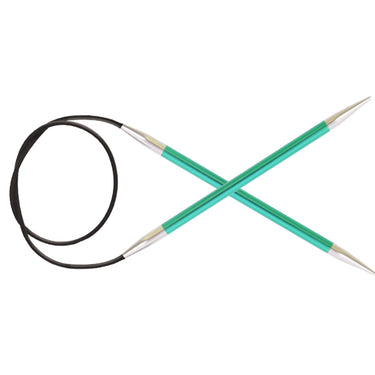 KnitPro Zing Fixed Circular Needles - US 3 (3.25mm) - 24" Emerald - Zoom Image