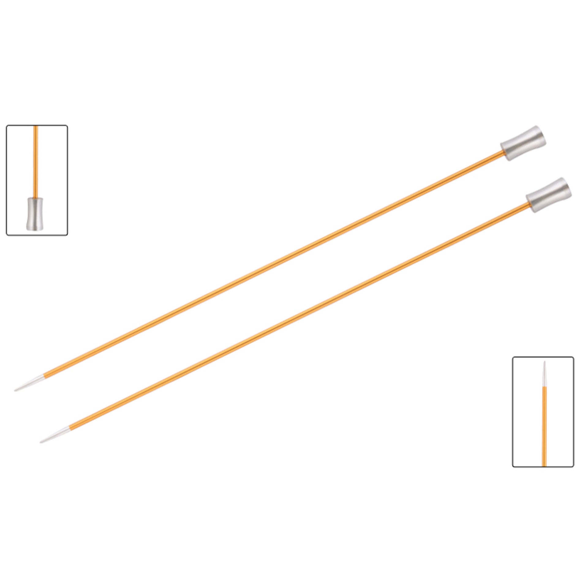 KnitPro Zing Single Pointed Needles - US 1 (2.25mm) - 14" Amber - Zoom Image
