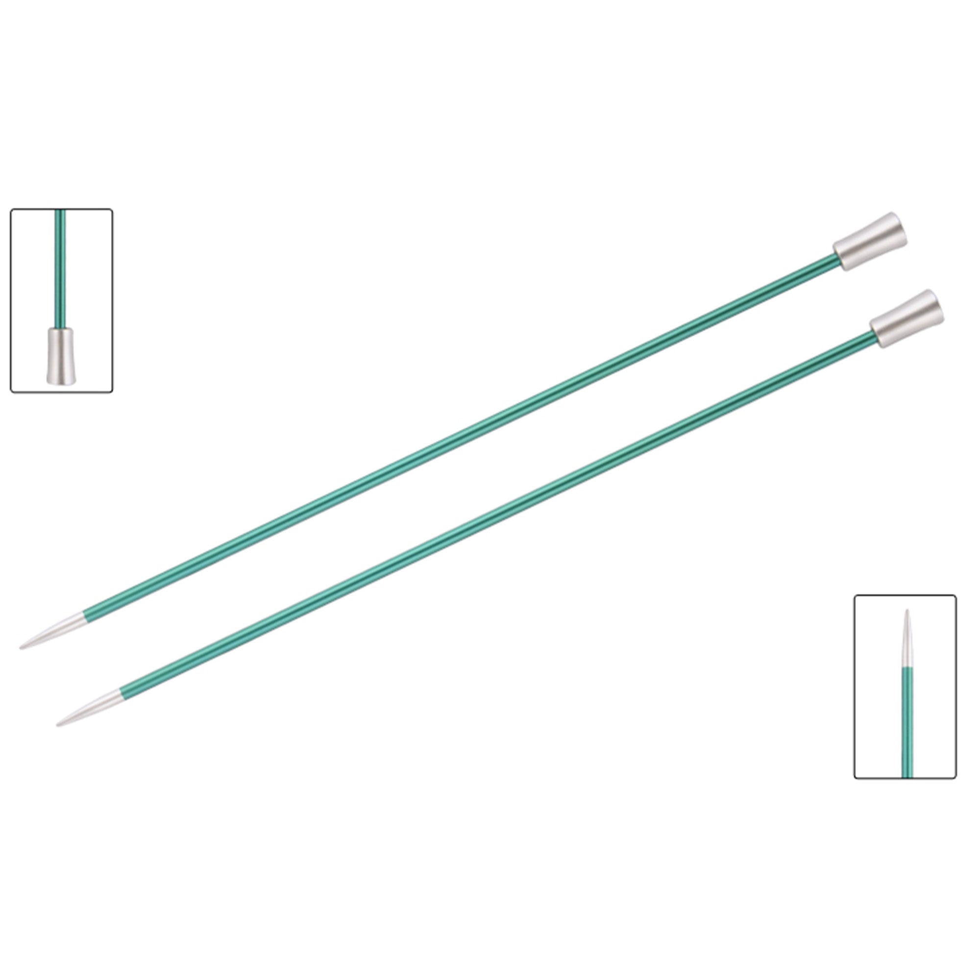 KnitPro Zing Single Pointed Needles - US 3 (3.25mm) - 14" Emerald - Zoom Image