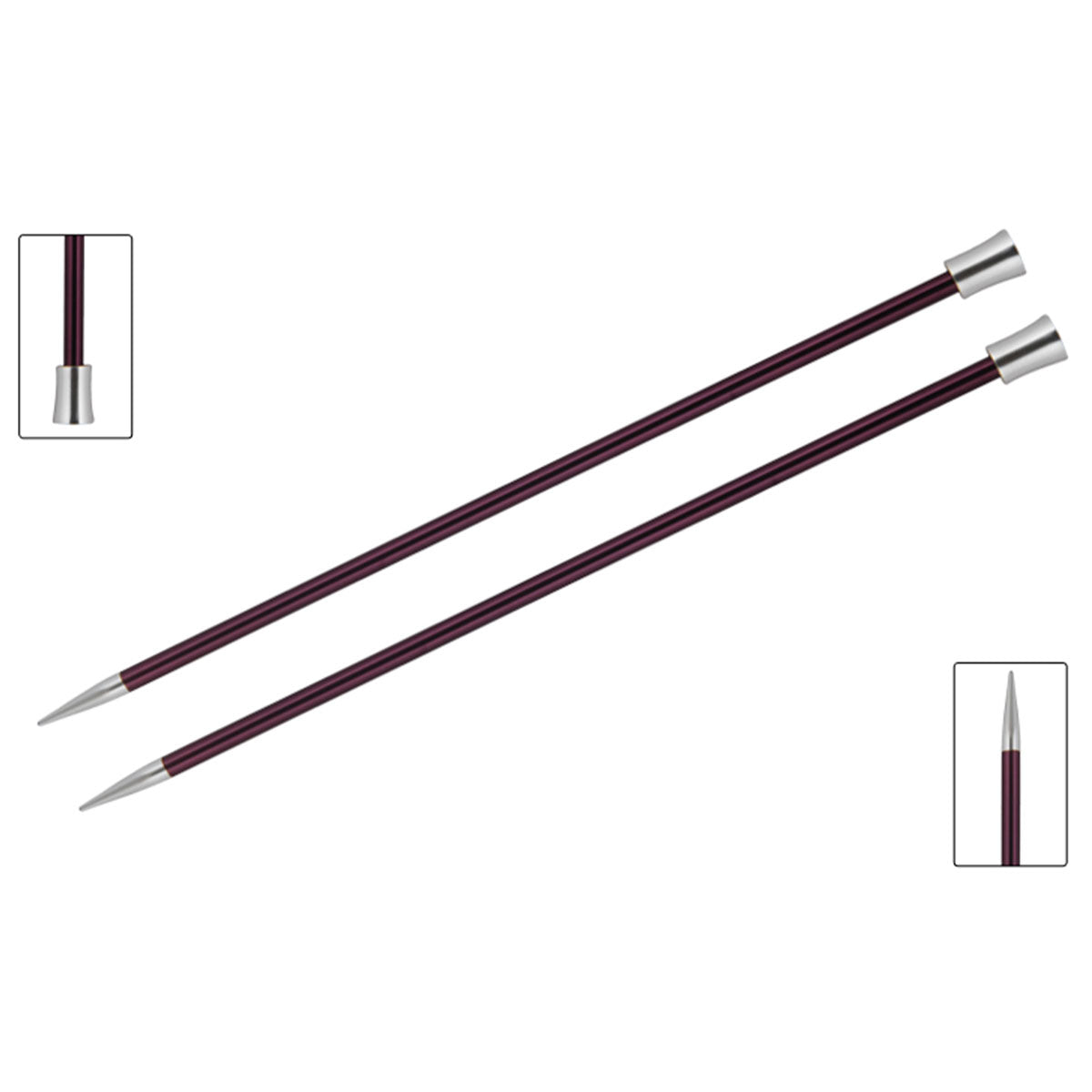 KnitPro Zing Single Pointed Needles - US 10 (6.0mm) - 14" Purple Velvet - Extra Image