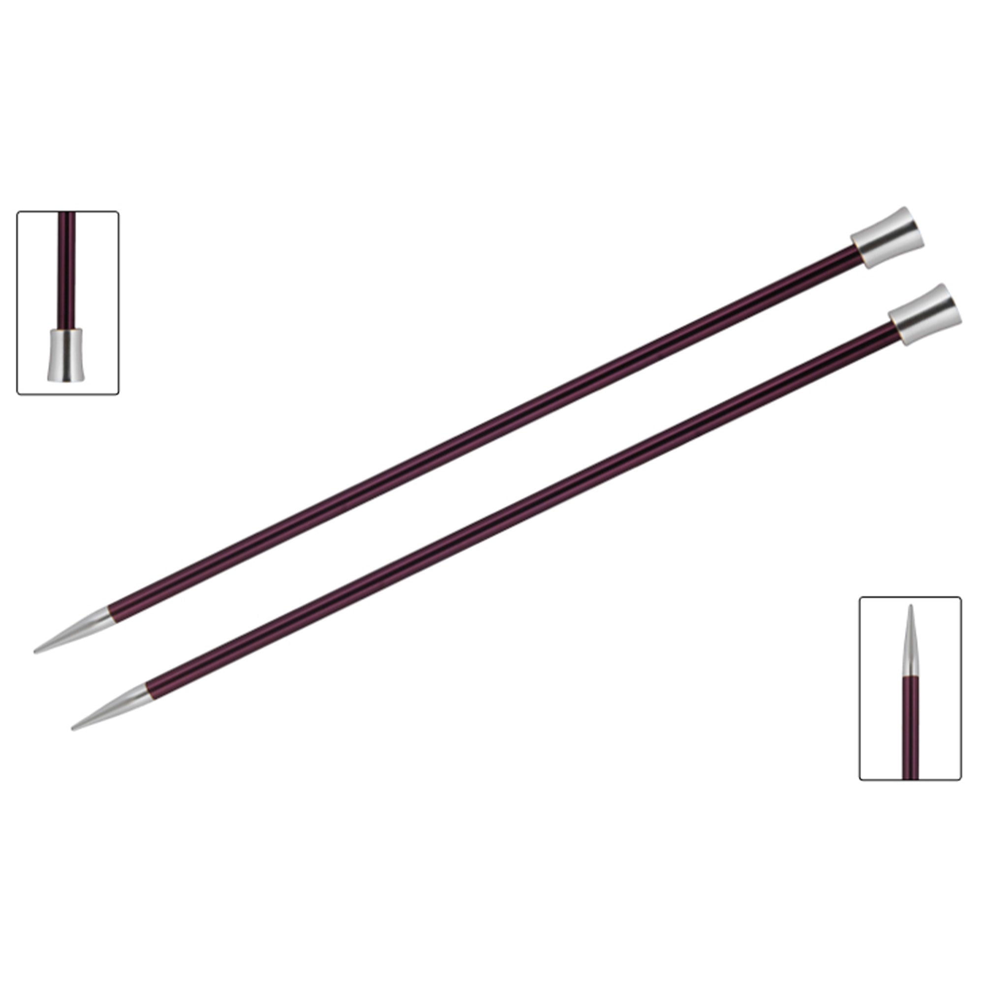 KnitPro Zing Single Pointed Needles - US 10 (6.0mm) - 14" Purple Velvet - Zoom Image