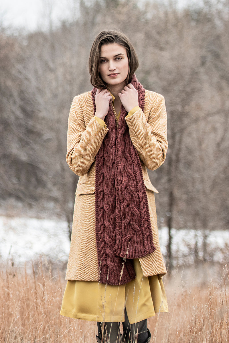 Blue Sky Fibers The Classic Collection Patterns - Edina Cabled Scarf - PDF Download - Extra Image
