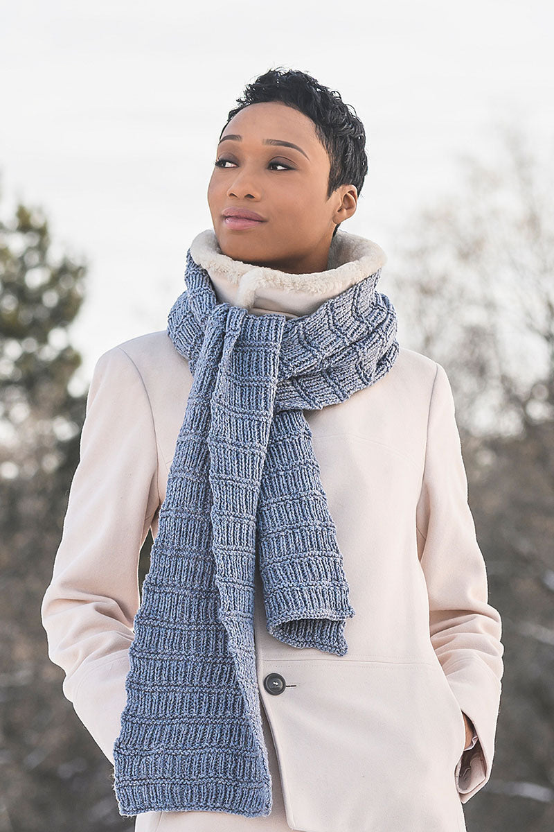 Blue Sky Fibers Traveler's Series Patterns - Ramsey Ribbed Scarf - PDF Download - Extra Image
