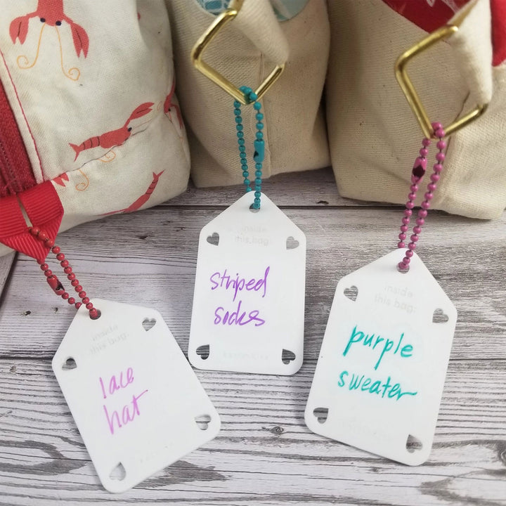 Katrinkles Write On/ Wipe Off Project Tags - White Tag- Red Chain - Extra Image
