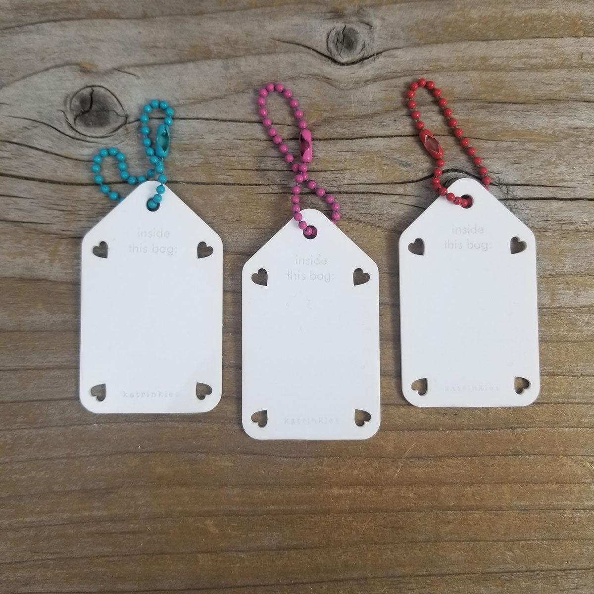 Katrinkles Write On/ Wipe Off Project Tags - White Tag- Pink Chain - Extra Image