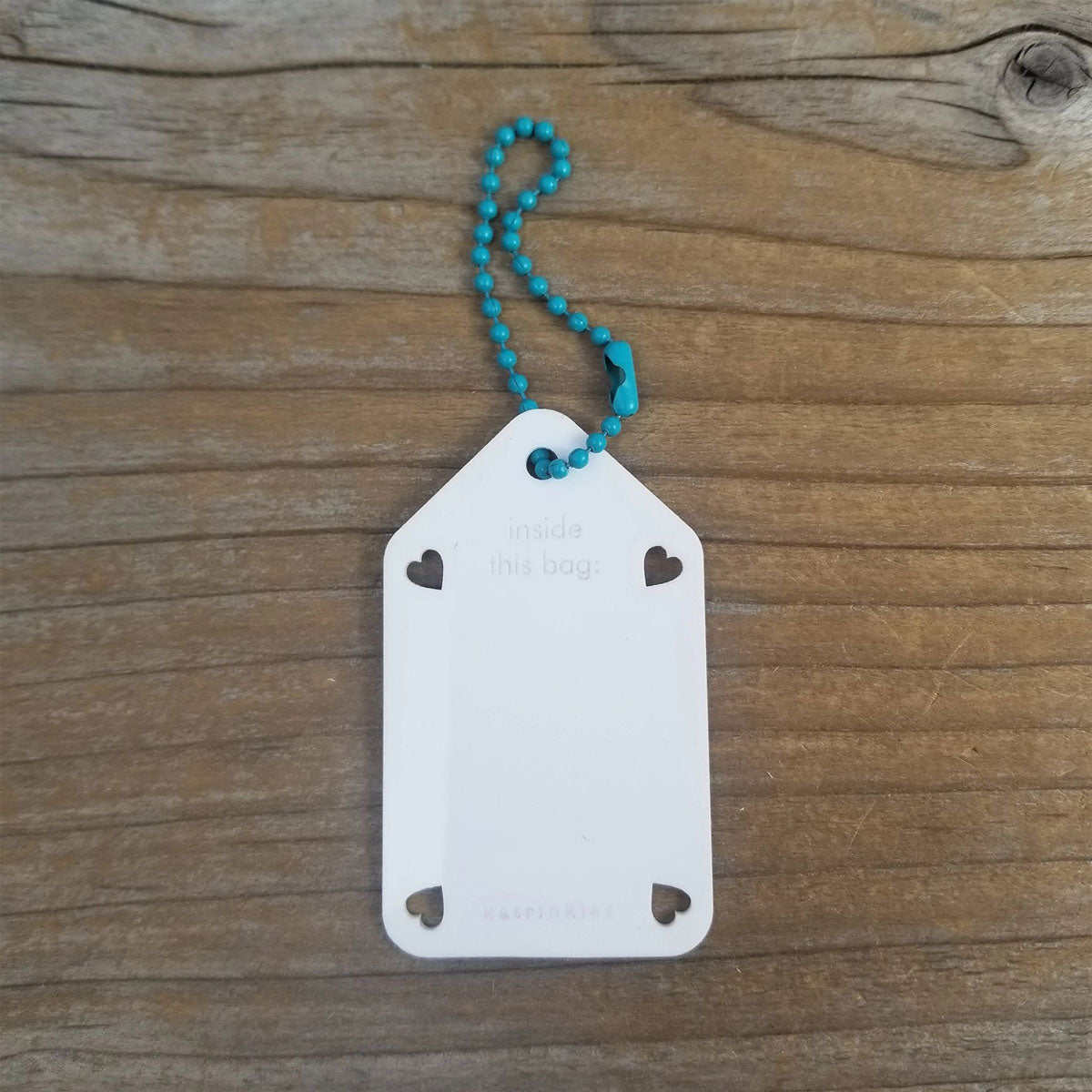 Katrinkles Write On/ Wipe Off Project Tags - White Tag- Teal Chain - Extra Image
