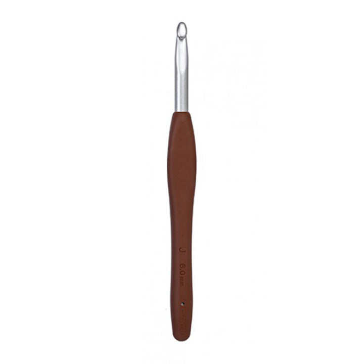 Clover Amour Crochet Hooks- Aluminum Needles - Size J (6.0mm) Brown - Extra Image