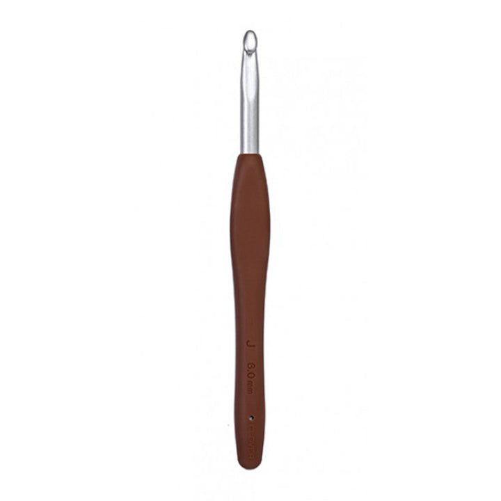 Clover Amour Crochet Hooks- Aluminum Needles - Size J (6.0mm) Brown - Zoom Image